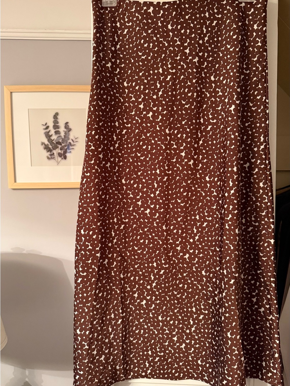 J. Crew Brown A-Line Skirt with Brown Floral Print